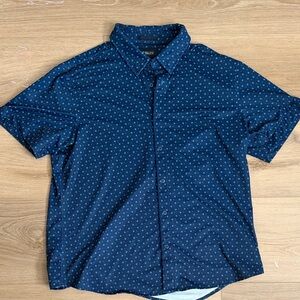 Men’s Classic Navy Blue Polka Dot Casual Shirt